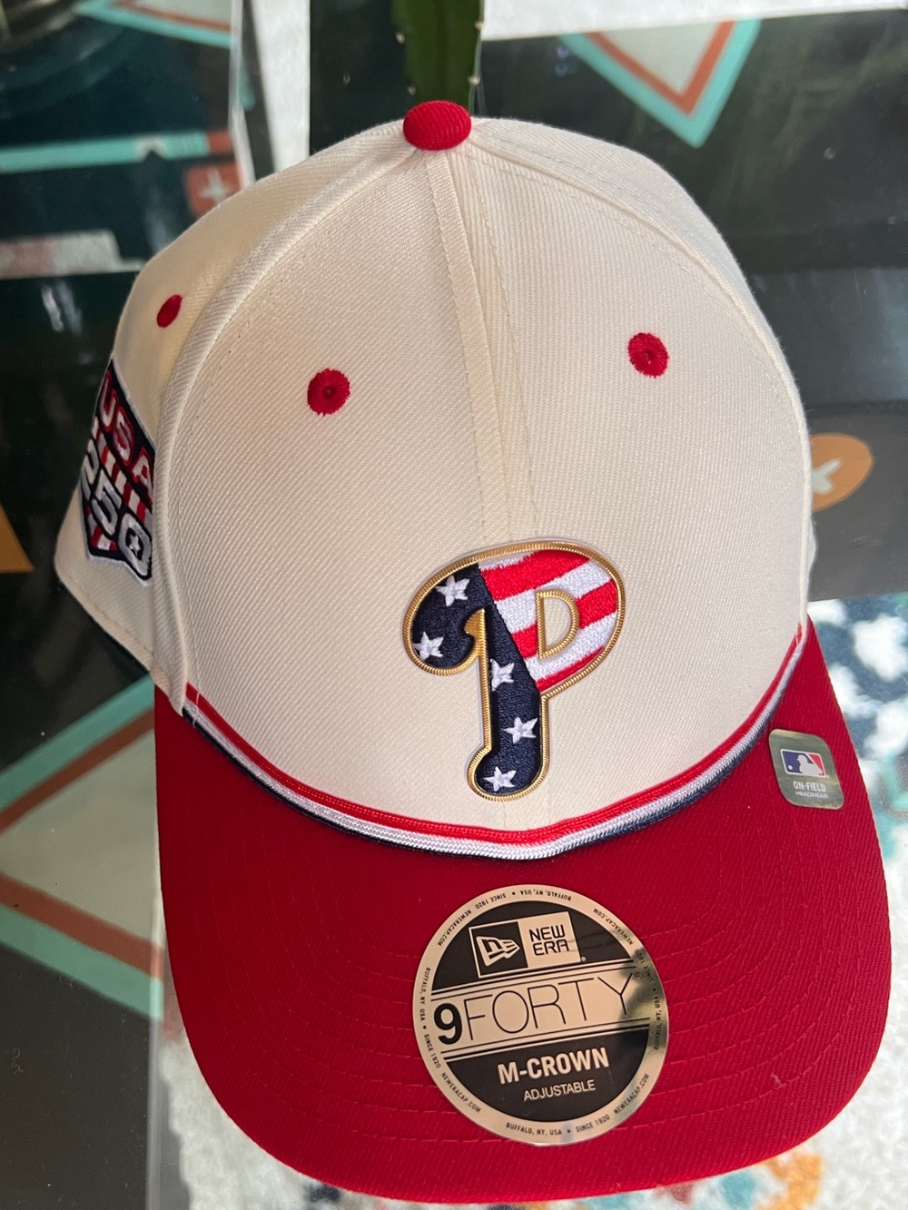 MLB Cream and Black Snapback with Red Accents